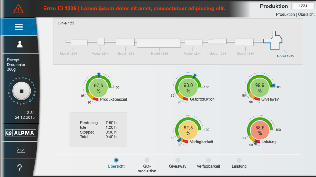 HMI solution for ALPMA: Clear and intuitive user interface with high standards for graphic design.