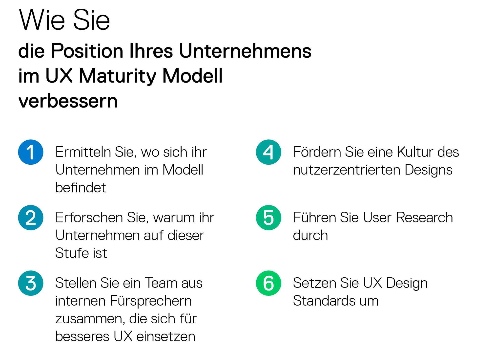 Wie sie die Position ihres Unternehmens im UX Maturity Modell verbessern.